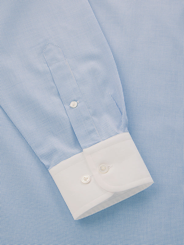 Barboni Blue Check Full Sleeve Single Cuff Classic Fit Classic Formal Silk Touch Egyptian Giza Cotton Shirt