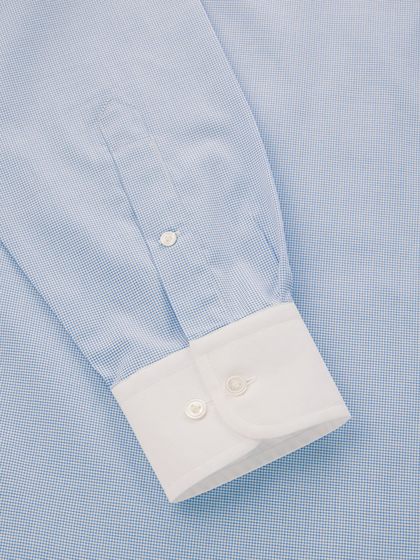 Barboni Blue Check Full Sleeve Single Cuff Tailored Fit Classic Formal Silk Touch Egyptian Giza Cotton Shirt
