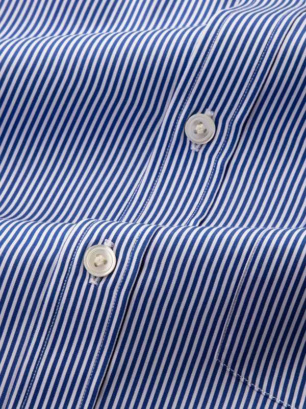 Barboni Blue Striped Full Sleeve Single Cuff Classic Fit Classic Formal Silk Touch Egyptian Giza Cotton Shirt