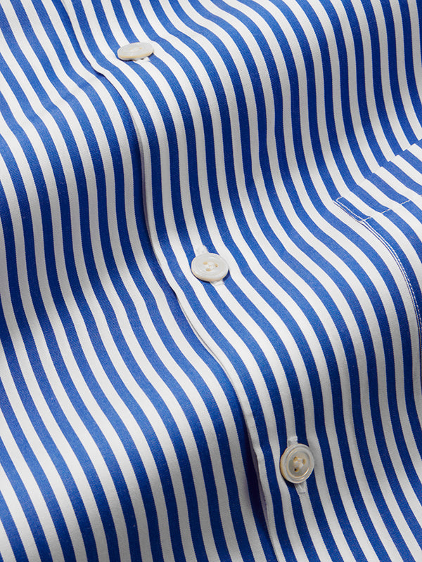 Barboni Blue Striped Full Sleeve Single Cuff Tailored Fit Classic Formal Silk Touch Egyptian Giza Cotton Shirt