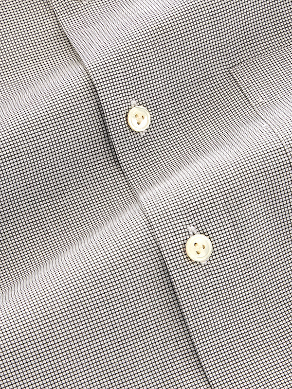 Barboni Light Grey Check Full Sleeve Double Cuff Tailored Fit Classic Formal Silk Touch Egyptian Giza Cotton Shirt
