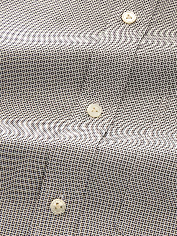 Barboni Light Grey Check Full Sleeve Single Cuff Classic Fit Classic Formal Silk Touch Egyptian Giza Cotton Shirt