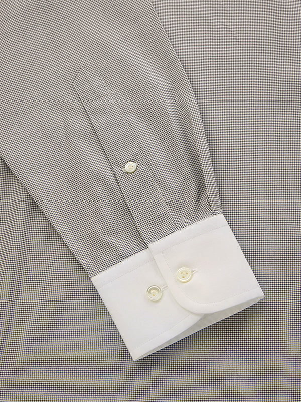 Barboni Light Grey Check Full Sleeve Single Cuff Classic Fit Classic Formal Silk Touch Egyptian Giza Cotton Shirt