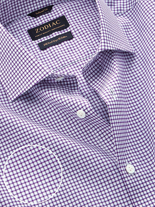 Barboni Lilac Check Full Sleeve Single Cuff Tailored Fit Classic Formal Silk Touch Egyptian Giza Cotton Shirt