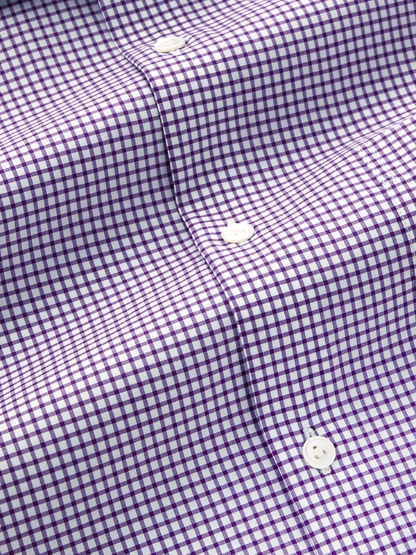 Barboni Lilac Check Full Sleeve Single Cuff Tailored Fit Classic Formal Silk Touch Egyptian Giza Cotton Shirt