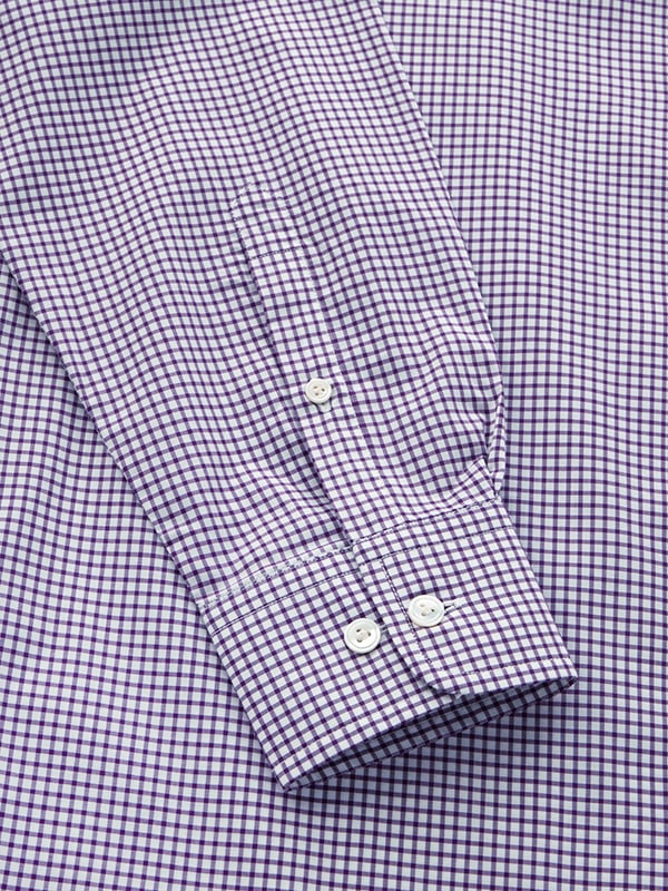 Barboni Lilac Check Full Sleeve Single Cuff Tailored Fit Classic Formal Silk Touch Egyptian Giza Cotton Shirt