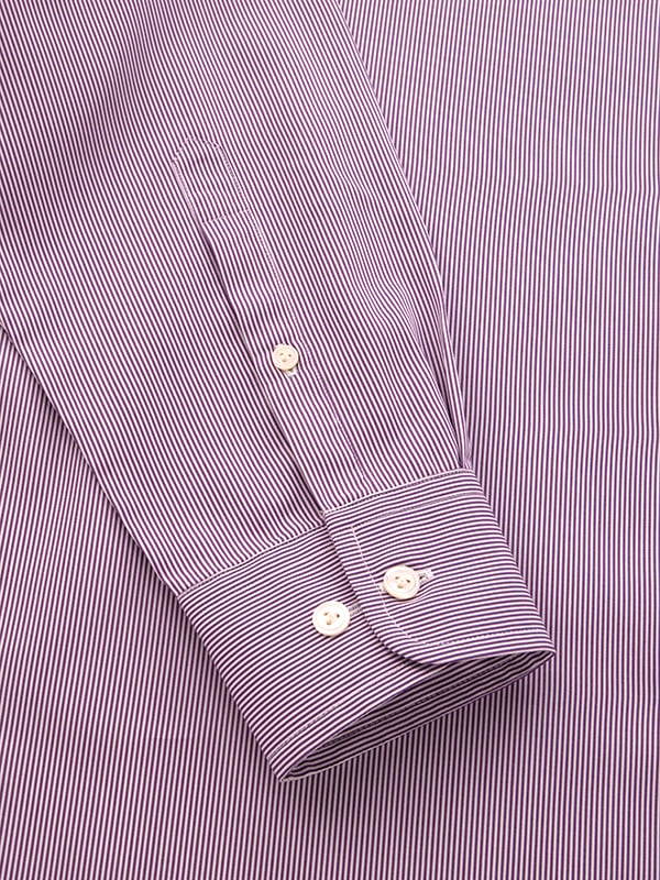 Barboni Lilac Striped Full Sleeve Single Cuff Tailored Fit Classic Formal Silk Touch Egyptian Giza Cotton Shirt