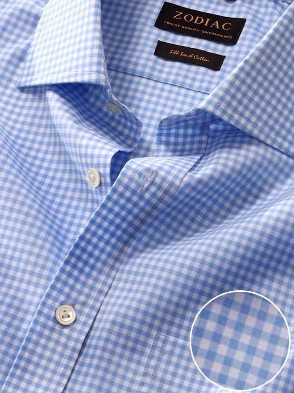 Barboni Sky Check Full Sleeve Single Cuff Classic Fit Classic Formal Silk Touch Egyptian Giza Cotton Shirt