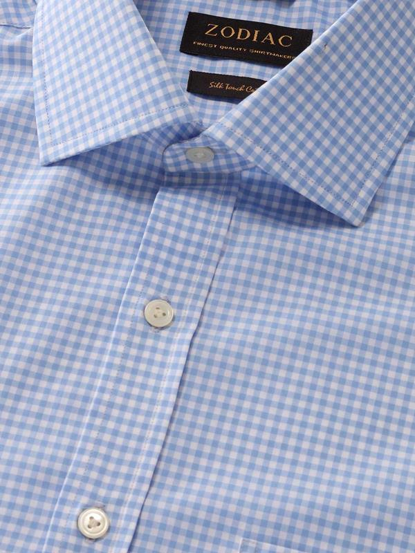Barboni Sky Check Full Sleeve Single Cuff Classic Fit Classic Formal Silk Touch Egyptian Giza Cotton Shirt