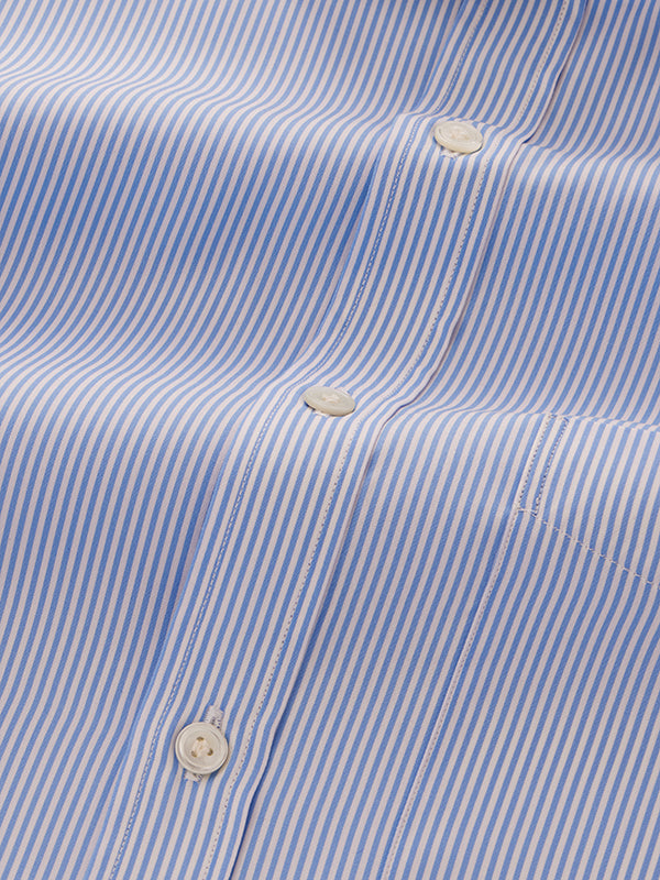 Barboni Sky Striped Full Sleeve Double Cuff Classic Fit Classic Formal Silk Touch Egyptian Giza Cotton Shirt