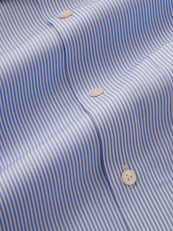 Barboni Sky Striped Full Sleeve Double Cuff Tailored Fit Classic Formal Silk Touch Egyptian Giza Cotton Shirt