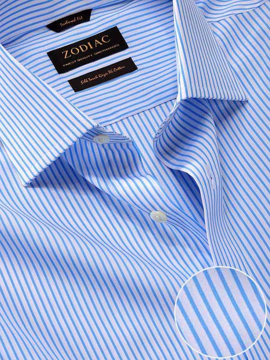 Barboni Sky Striped Full Sleeve Double Cuff Tailored Fit  Formal Silk Touch Egyptian Giza Cotton Shirt