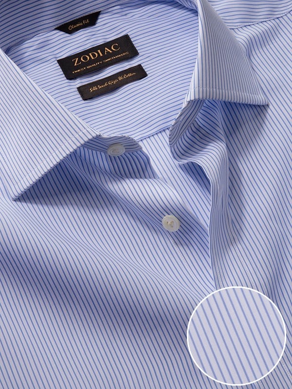 Barboni Sky Striped Full Sleeve Single Cuff Classic Fit Classic Formal Silk Touch Egyptian Giza Cotton Shirt