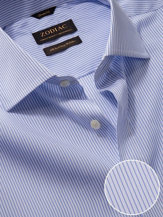 Barboni Sky Striped Full Sleeve Single Cuff Classic Fit Classic Formal Silk Touch Egyptian Giza Cotton Shirt