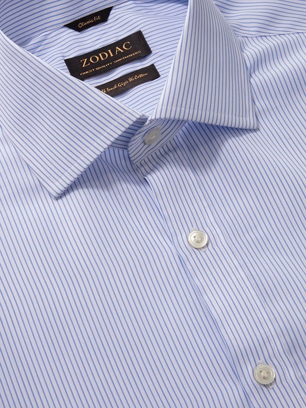 Barboni Sky Striped Full Sleeve Single Cuff Classic Fit Classic Formal Silk Touch Egyptian Giza Cotton Shirt