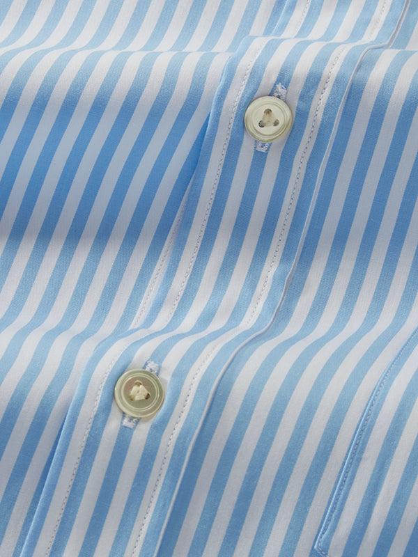 Barboni Sky Striped Full Sleeve Single Cuff Classic Fit Classic Formal Silk Touch Egyptian Giza Cotton Shirt