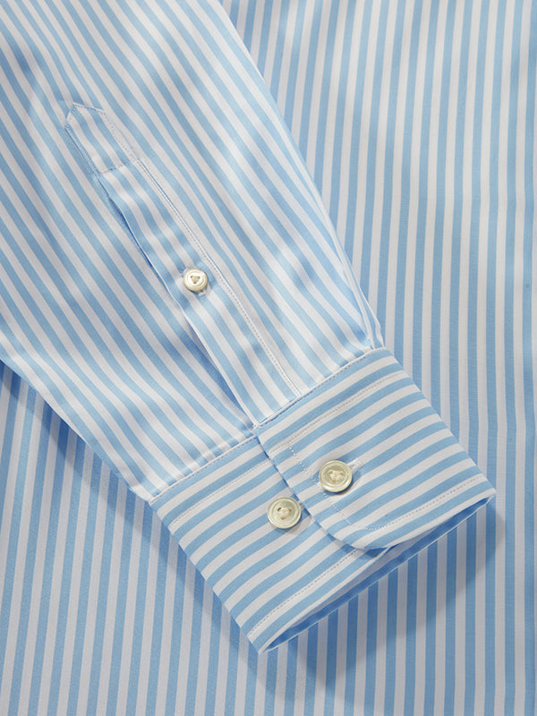 Barboni Sky Striped Full Sleeve Single Cuff Tailored Fit Classic Formal Silk Touch Egyptian Giza Cotton Shirt