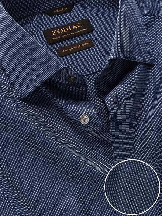 Barolo Blue Solid Full Sleeve Single Cuff Tailored Fit Semi Formal Dark Two Ply Mercerized Cotton Shirt