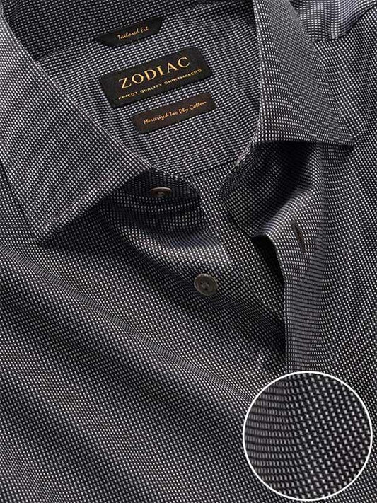 Barolo Dark Grey Solid Full Sleeve Single Cuff Tailored Fit Semi Formal Dark Two Ply Mercerized Cotton Shirt