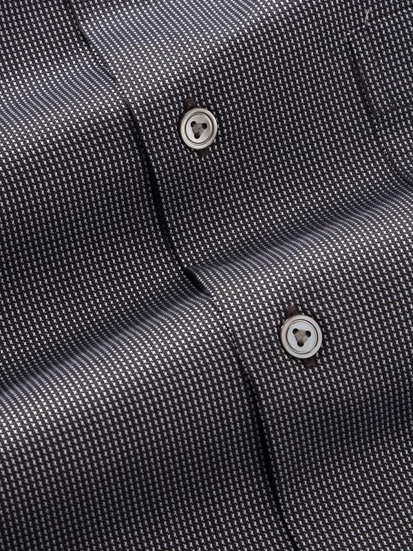 Barolo Dark Grey Solid Full Sleeve Single Cuff Tailored Fit Semi Formal Dark Two Ply Mercerized Cotton Shirt