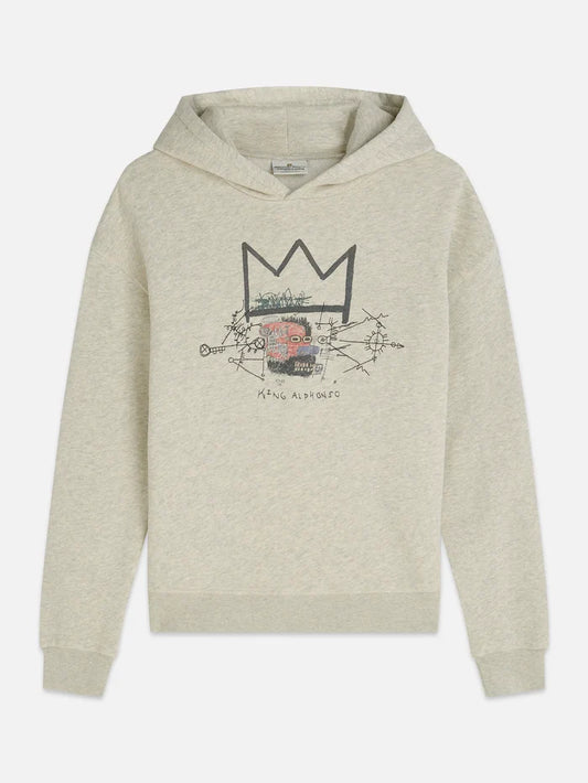 Basquiat Washed Artwork Relaxed-Fit Hoodie Oatmeal Melange