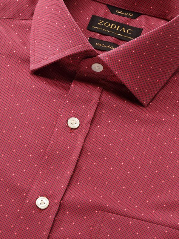 Bassano Dark Pink Printed Full Sleeve Single Cuff Classic Fit Dark Semi Formal Cotton Shirt