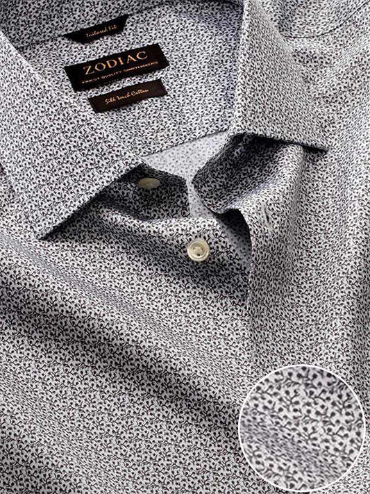 Bassano Light Grey Printed Single Cuff Tailored Fit Classic Formal Cotton Shirt
