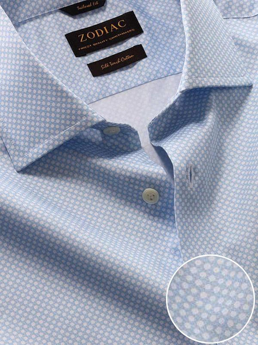 Bassano Sky Printed Full Sleeve Single Cuff Tailored Fit Classic Formal Cotton Shirt