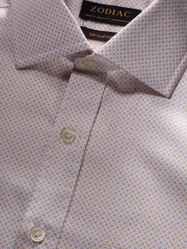 Bassano Yellow Printed Full Sleeve Single Cuff Classic Fit Classic Formal Cotton Shirt