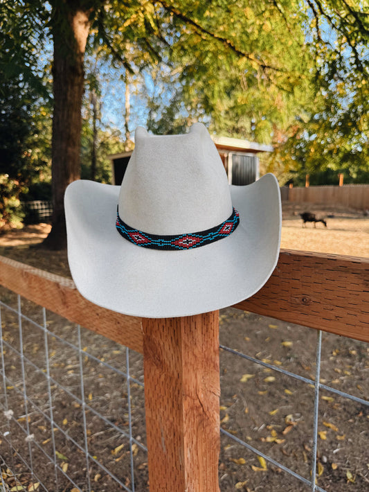 Beaded Stretch Black Twisted Hat Band