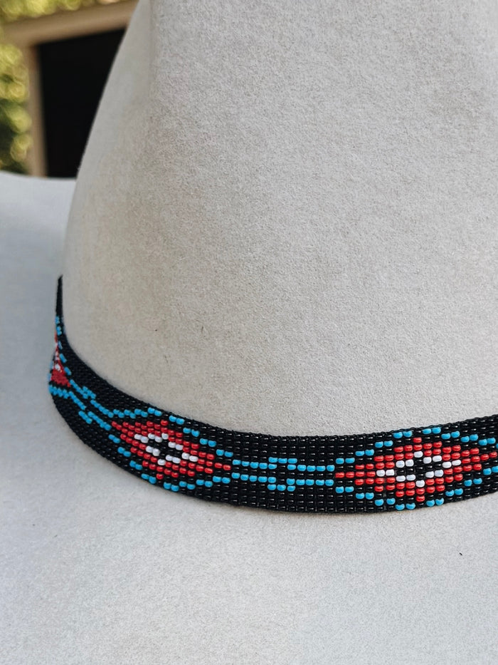 Beaded Stretch Black Twisted Hat Band
