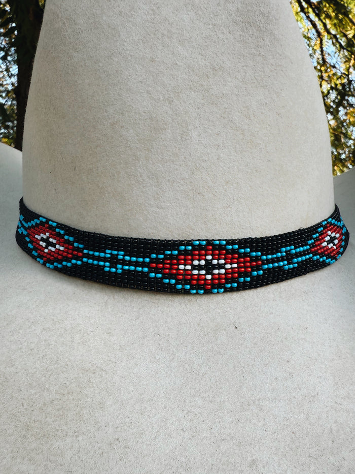 Beaded Stretch Black Twisted Hat Band