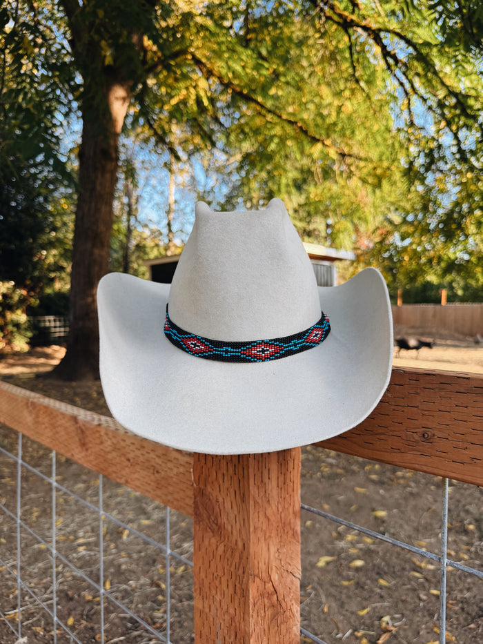 Beaded Stretch Black Twisted Hat Band
