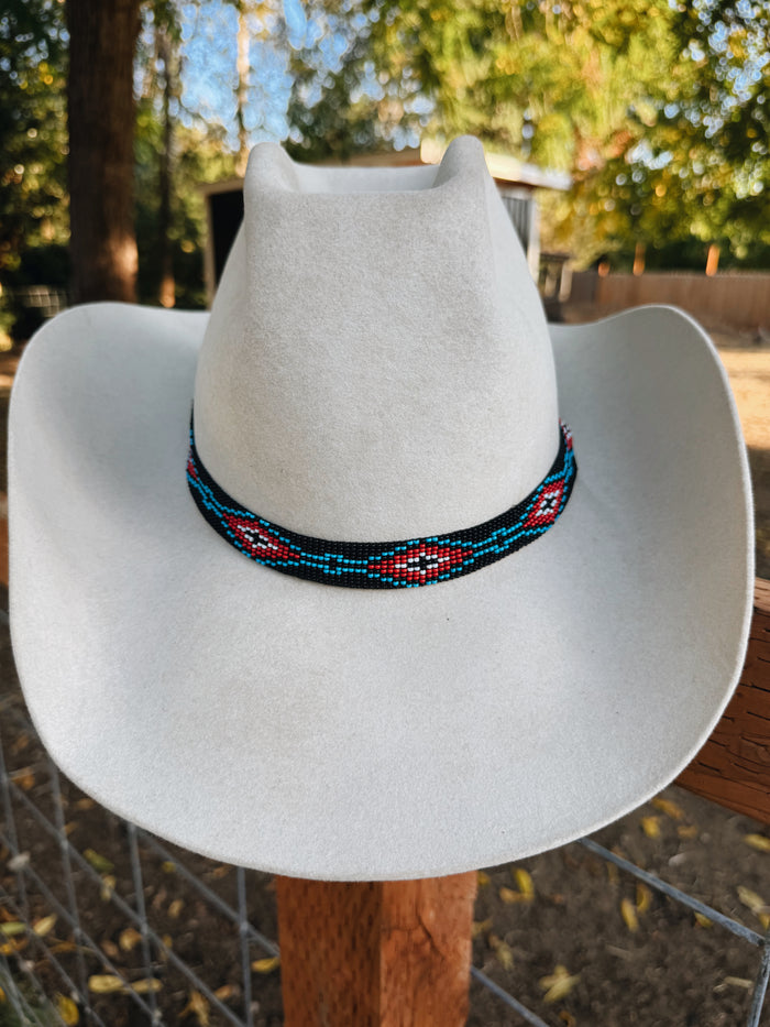 Beaded Stretch Black Twisted Hat Band