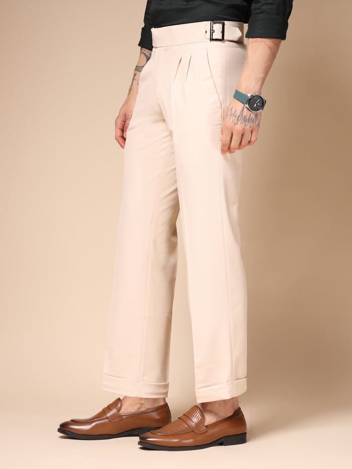 Beige Classic Buckle Gurkha Pants by ITALIAN VEGA®