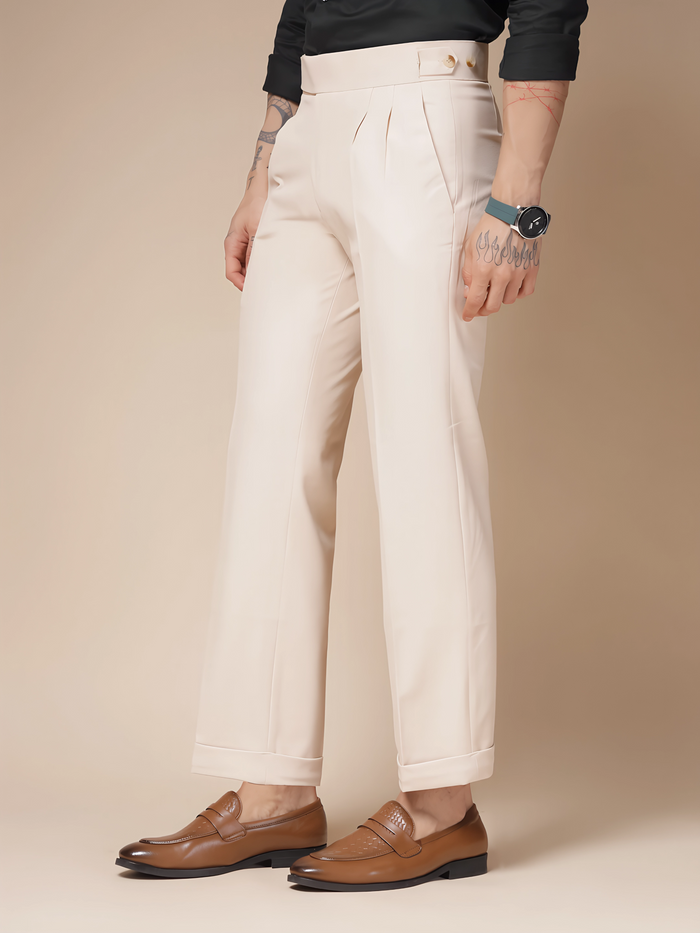 Beige Classic Buttoned Gurkha Pants by ITALIAN VEGA®