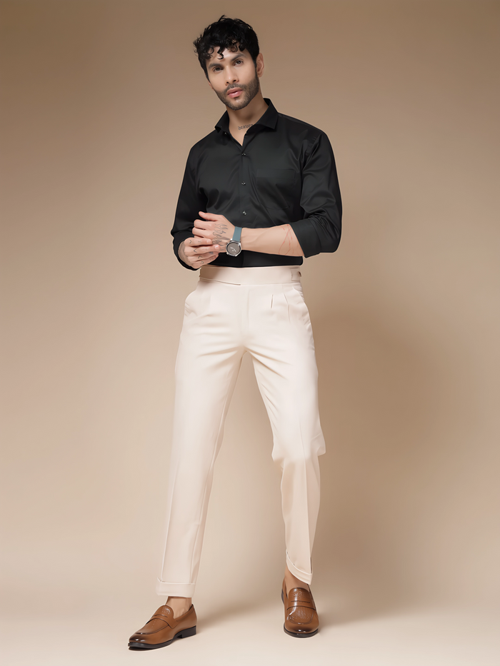 Beige Classic Buttoned Gurkha Pants by ITALIAN VEGA®