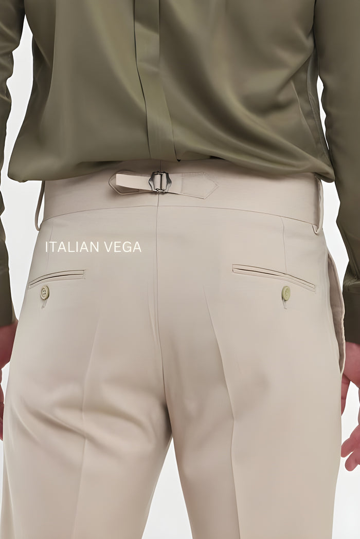 Beige Double Buckle Gurkha Pants by ITALIAN VEGA®