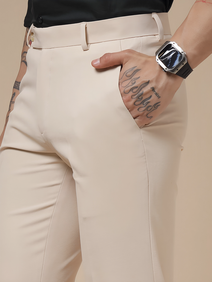 Beige Men Formal Pants by ITALIAN VEGA®