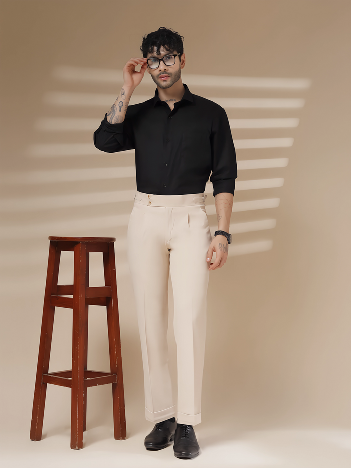 Beige Signature Buttoned Gurkha Pants by ITALIAN VEGA®