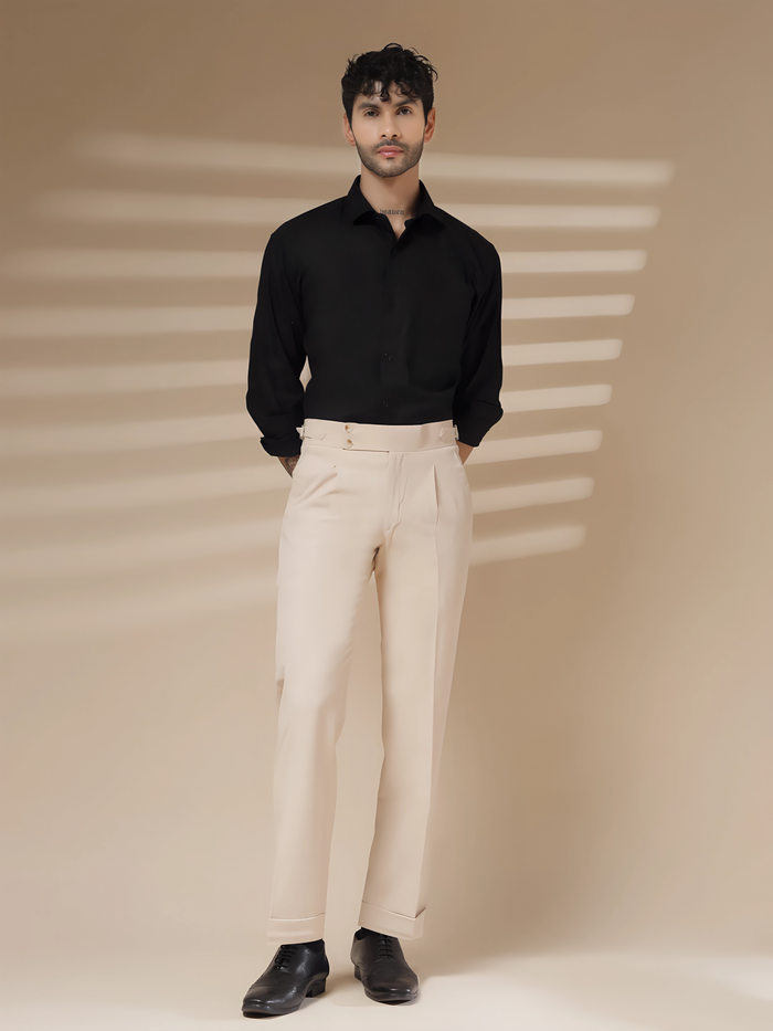 Beige Signature Buttoned Gurkha Pants by ITALIAN VEGA®