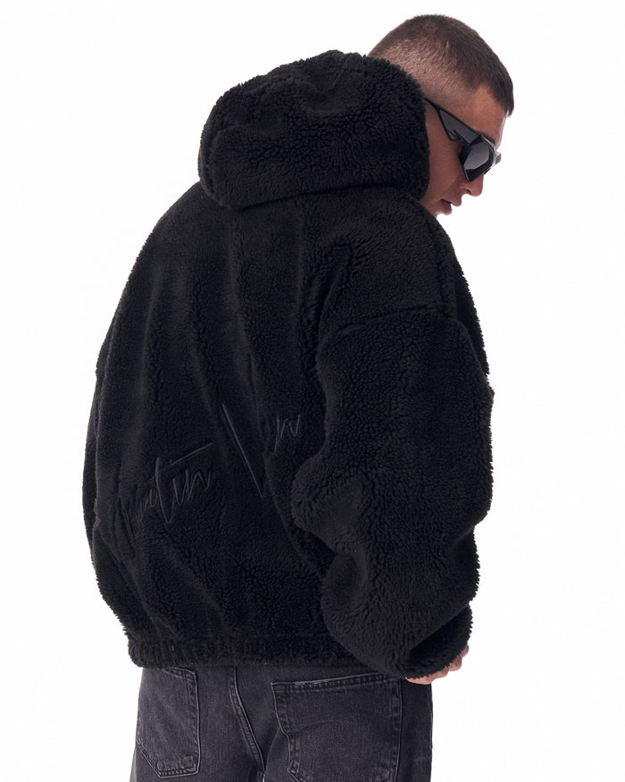 Black Plush Hoodie With Embroidery Print (6)
