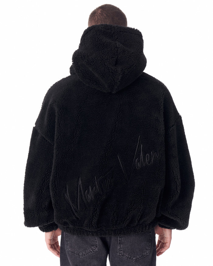 Black Plush Hoodie With Embroidery Print (8)