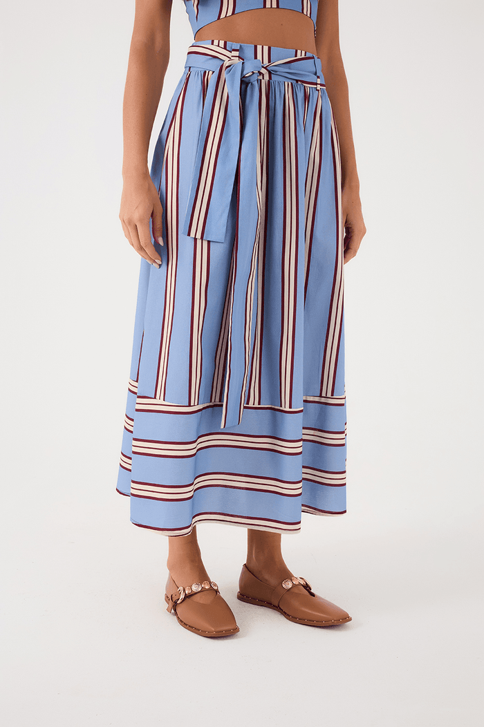 Blue Mirante Crop Top And Maxi Skirt Matching Set_6