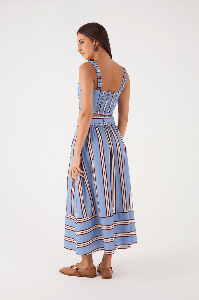 Blue Mirante Crop Top And Maxi Skirt Matching Set_7