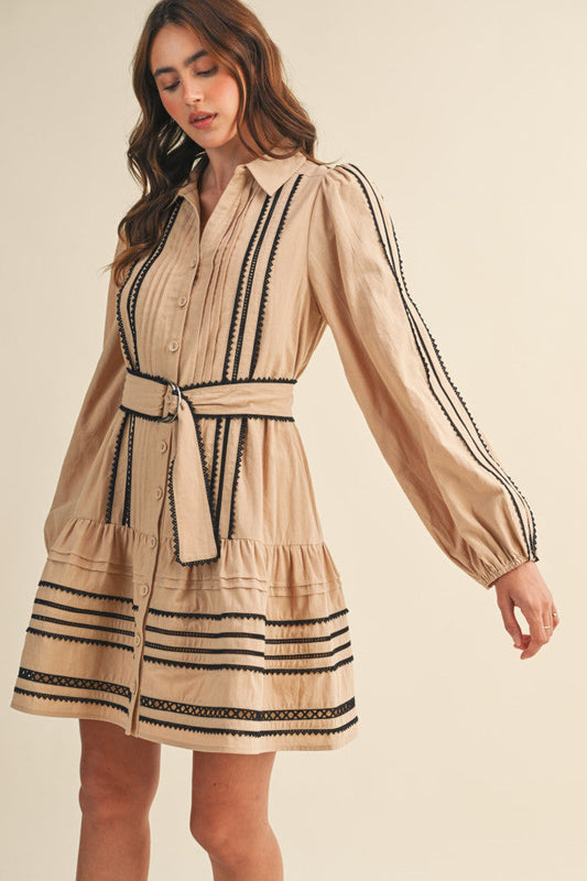 Boho Luxe Stripe Shirt Dress