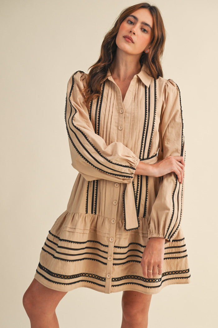 Boho Luxe Stripe Shirt Dress