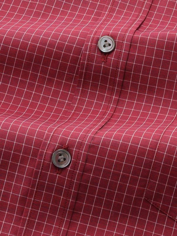 Boscolo Maroon Check Full Sleeve Single Cuff Classic Fit Semi Formal Dark Super Fine Cotton Shirt