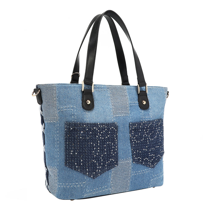 BOSQUE DE AMOR DENIM SHOPPER BAG
