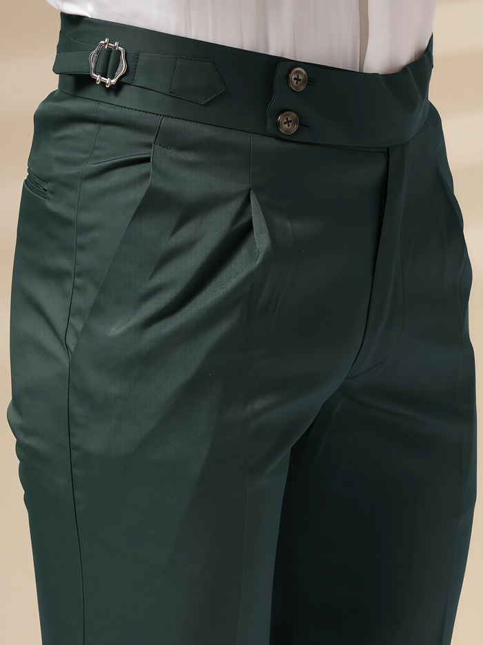 Bottle Green Signature Buttoned Gurkha Pants by ITALIAN VEGA®